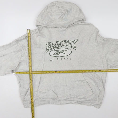 Reebok Women's Grey Classic Logo Pullover Hoodie XL Cotton