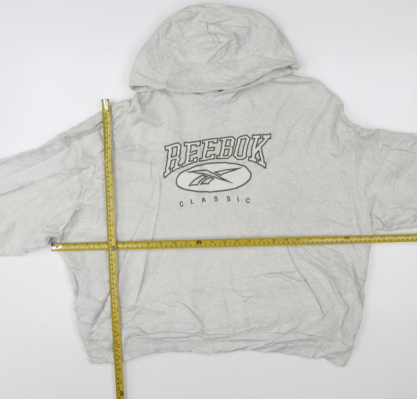 Reebok Women's Grey Classic Logo Pullover Hoodie XL Cotton