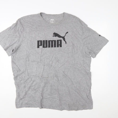 Puma Mens Grey XXL Graphic Logo Crew Neck Short Sleeve T-Shirt