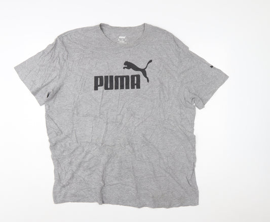 Puma Mens Grey XXL Graphic Logo Crew Neck Short Sleeve T-Shirt