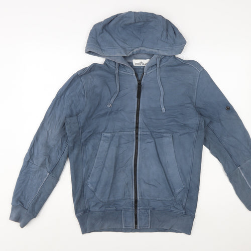 Stone Island Men’s Blue Full Zip Cotton Hoodie Size M