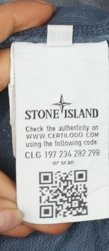 Stone Island Men’s Blue Full Zip Cotton Hoodie Size M
