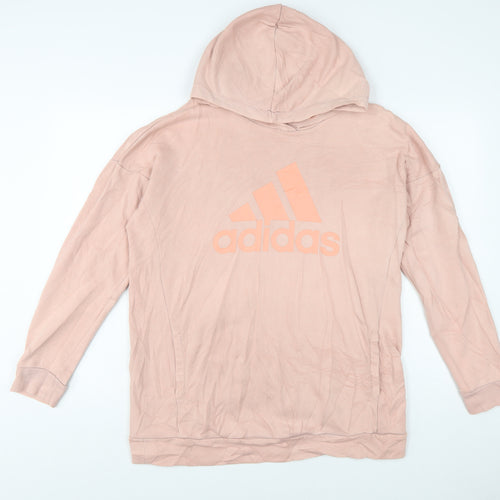 Adidas Womens Pink Pullover Hoodie Medium 12-14 Cotton Blend