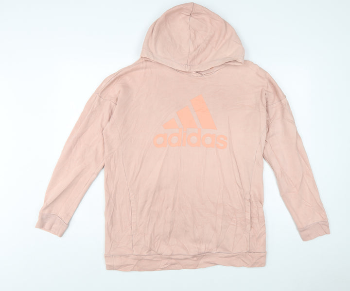 Adidas Womens Pink Pullover Hoodie Medium 12-14 Cotton Blend