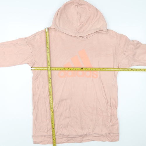 Adidas Womens Pink Pullover Hoodie Medium 12-14 Cotton Blend