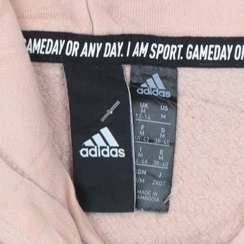 Adidas Womens Pink Pullover Hoodie Medium 12-14 Cotton Blend
