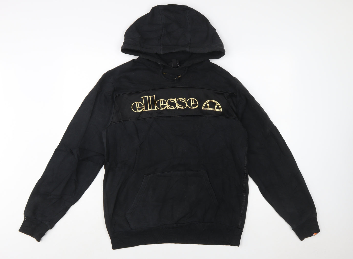 Ellesse Women Black L Pullover Hoodie Cotton Blend Logo Sweatshirt