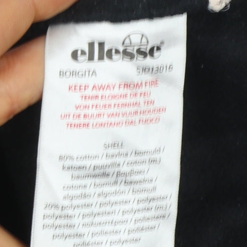 Ellesse Women Black L Pullover Hoodie Cotton Blend Logo Sweatshirt