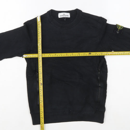 Stone Island Junior Boys Black Sweatshirt 8 Years Crew Neck Zip Pockets