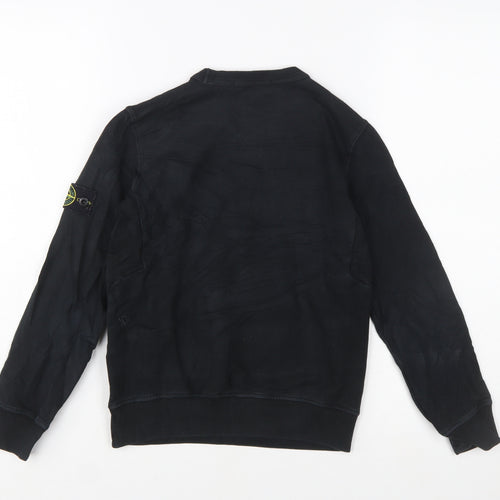 Stone Island Junior Boys Black Sweatshirt 8 Years Crew Neck Zip Pockets