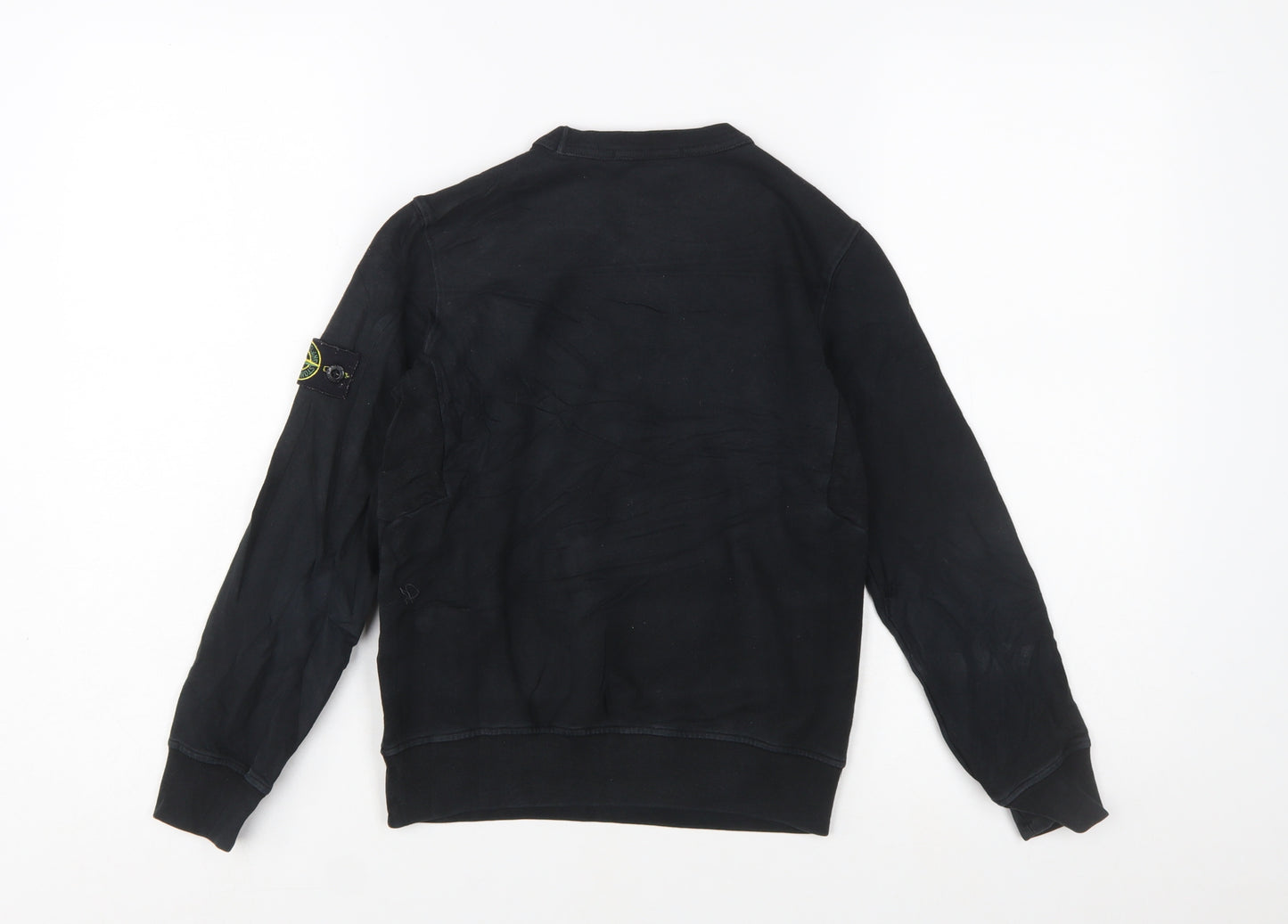 Stone Island Junior Boys Black Sweatshirt 8 Years Crew Neck Zip Pockets