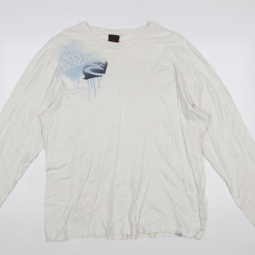 Rip Curl Men’s White Long Sleeve Surf Graphic Cotton T-Shirt XL