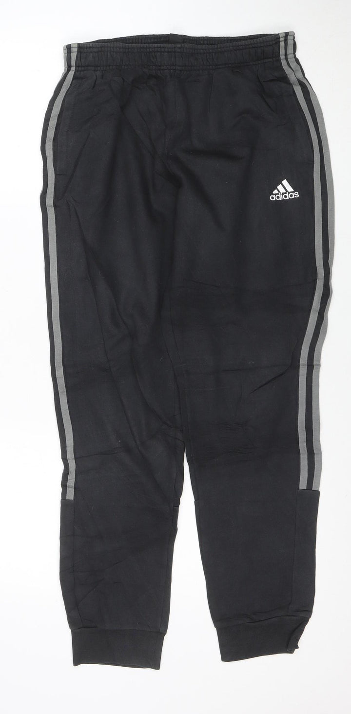 Adidas Men's Black Jogger Trousers S Regular Fit Elastic Waist