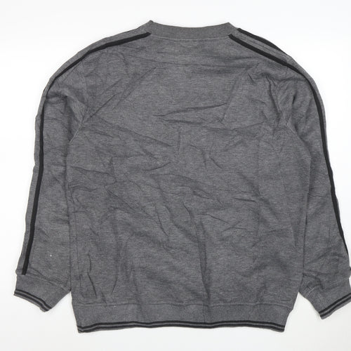 Lonsdale Men Grey Pullover Sweatshirt L Logo Sports Crew Neck