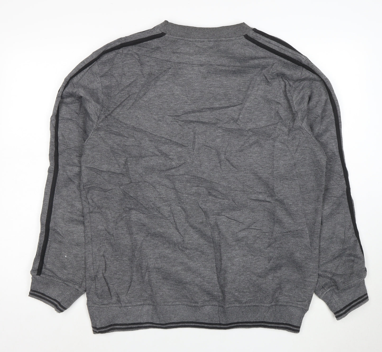Lonsdale Men Grey Pullover Sweatshirt L Logo Sports Crew Neck