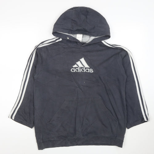 Adidas Womens Grey Pullover Hoodie Size 14 Cotton Blend Casual