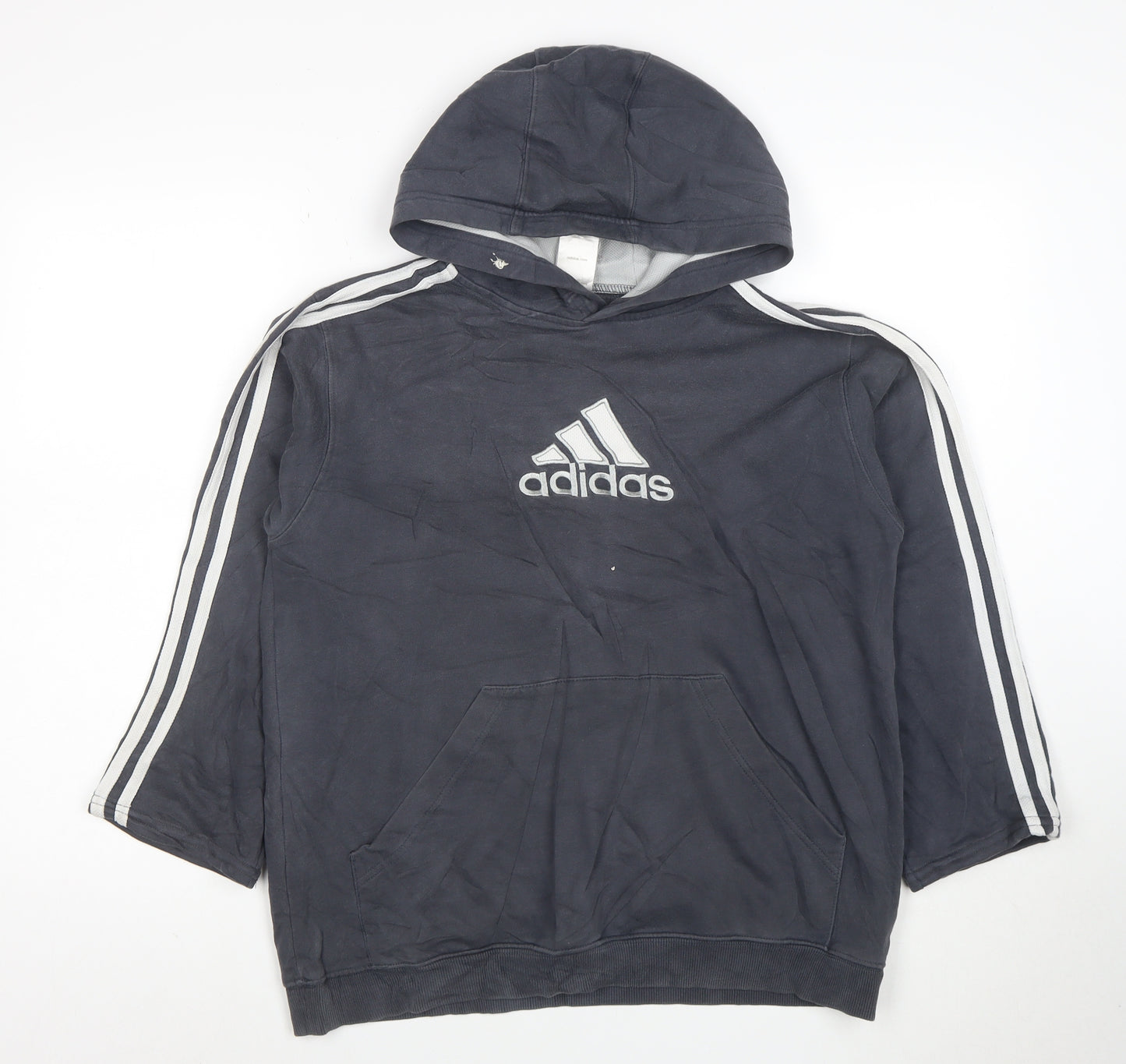 Adidas Womens Grey Pullover Hoodie Size 14 Cotton Blend Casual