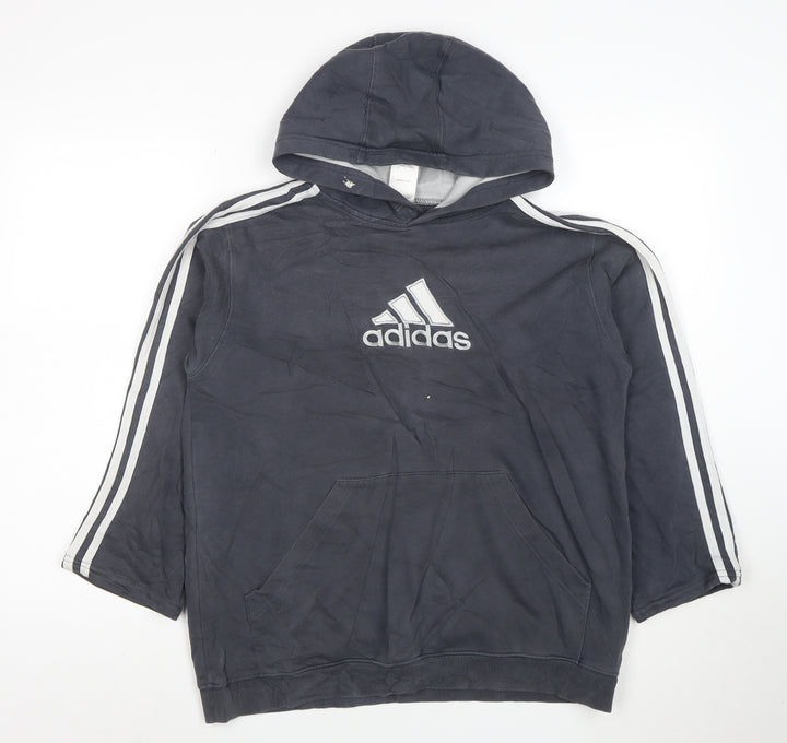 Adidas Womens Grey Pullover Hoodie Size 14 Cotton Blend Casual