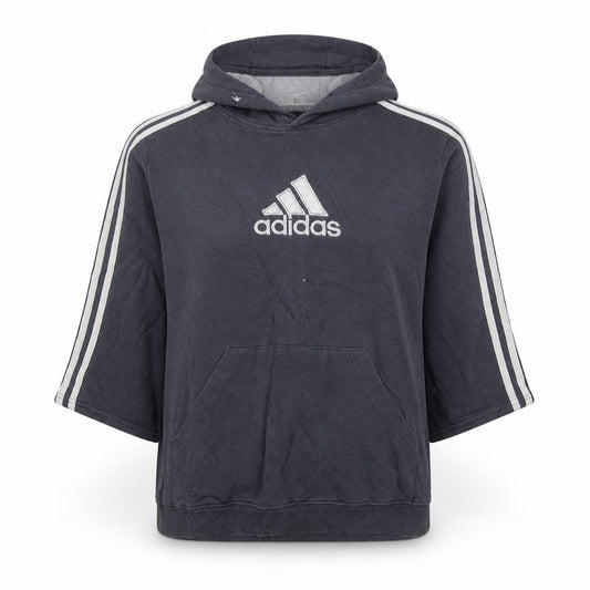 Front view of Adidas women’s grey pullover hoodie, size UK 14, cotton blend casual