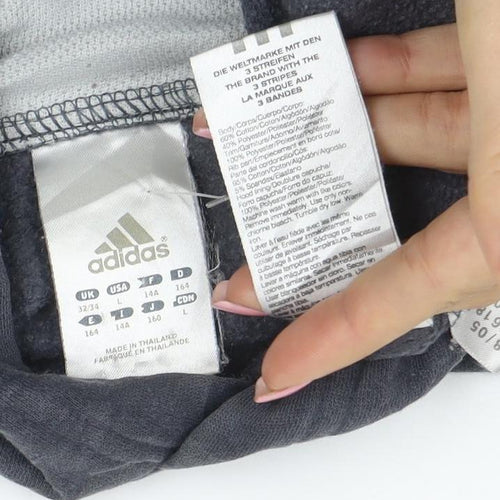 Adidas Womens Grey Pullover Hoodie Size 14 Cotton Blend Casual