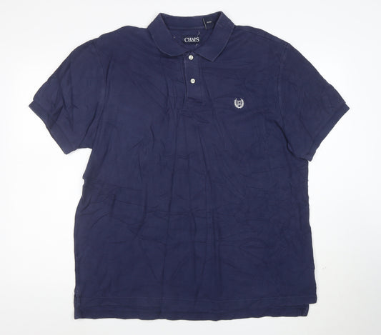 Chaps Men's Blue XL Cotton Short Sleeve Polo Shirt