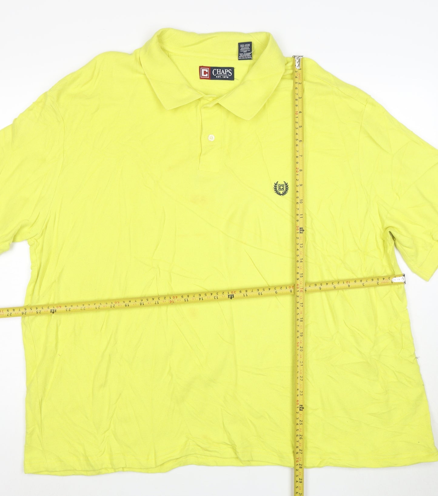 Chaps Men’s Yellow 3XL Cotton Polo Shirt Short Sleeve