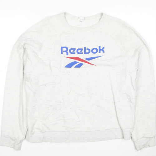 Reebok Mens White L Pullover Crew Neck Sweatshirt