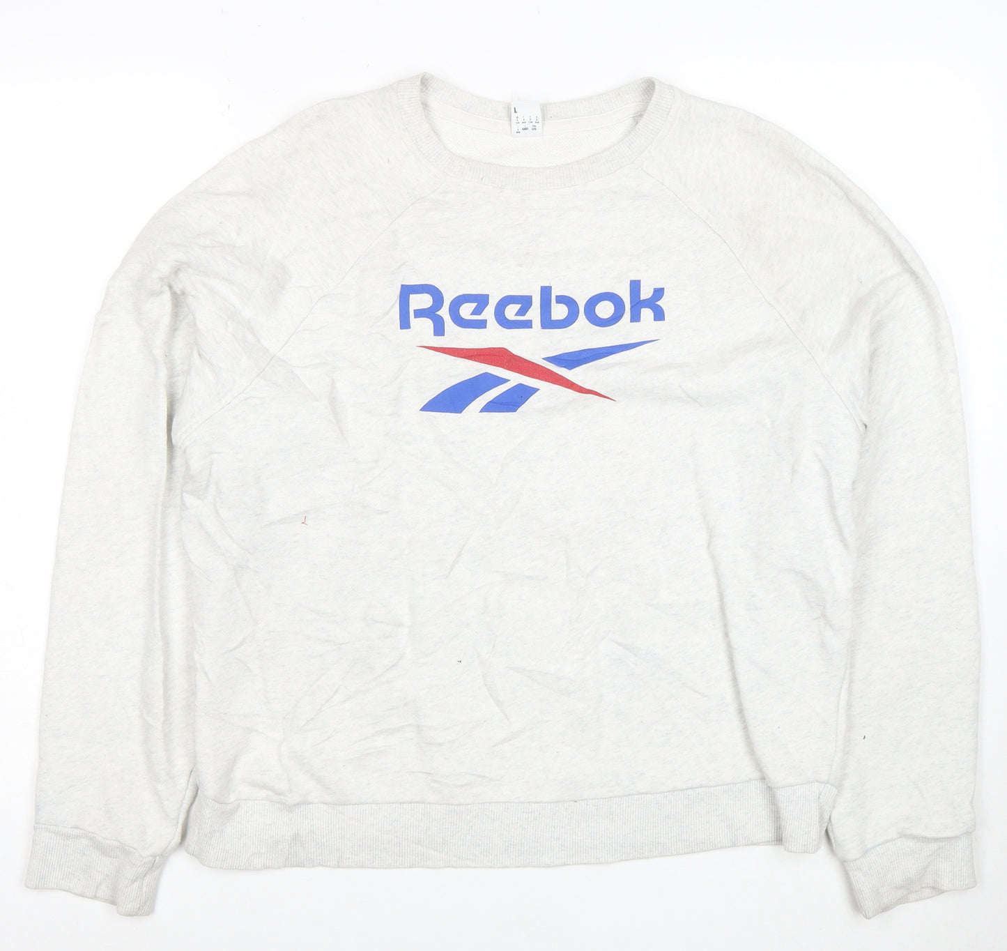 Reebok Mens White L Pullover Crew Neck Sweatshirt