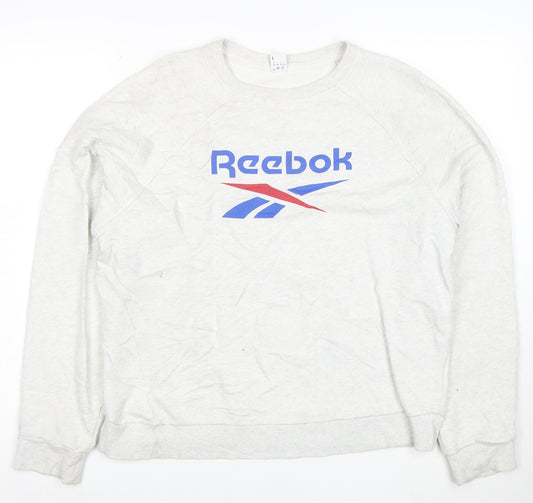 Reebok Mens White L Pullover Crew Neck Sweatshirt