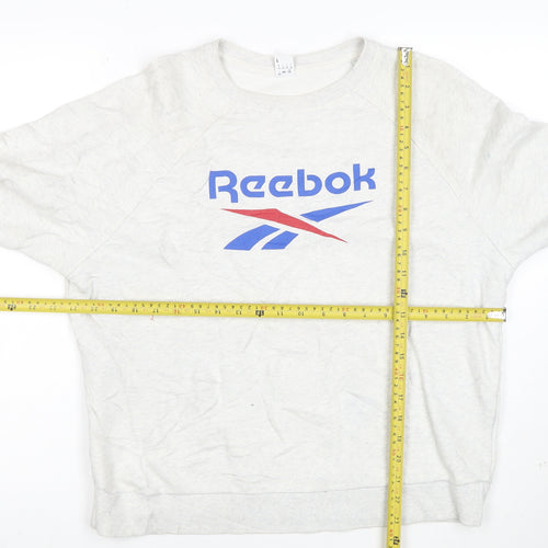 Reebok Mens White L Pullover Crew Neck Sweatshirt