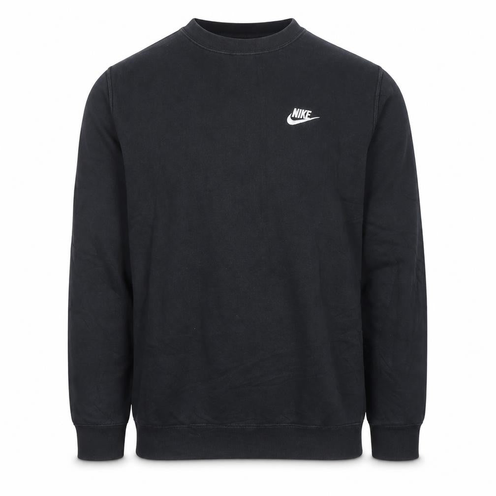 Front view of Nike Men's Black Small Crew Neck Pullover Sweatshirt