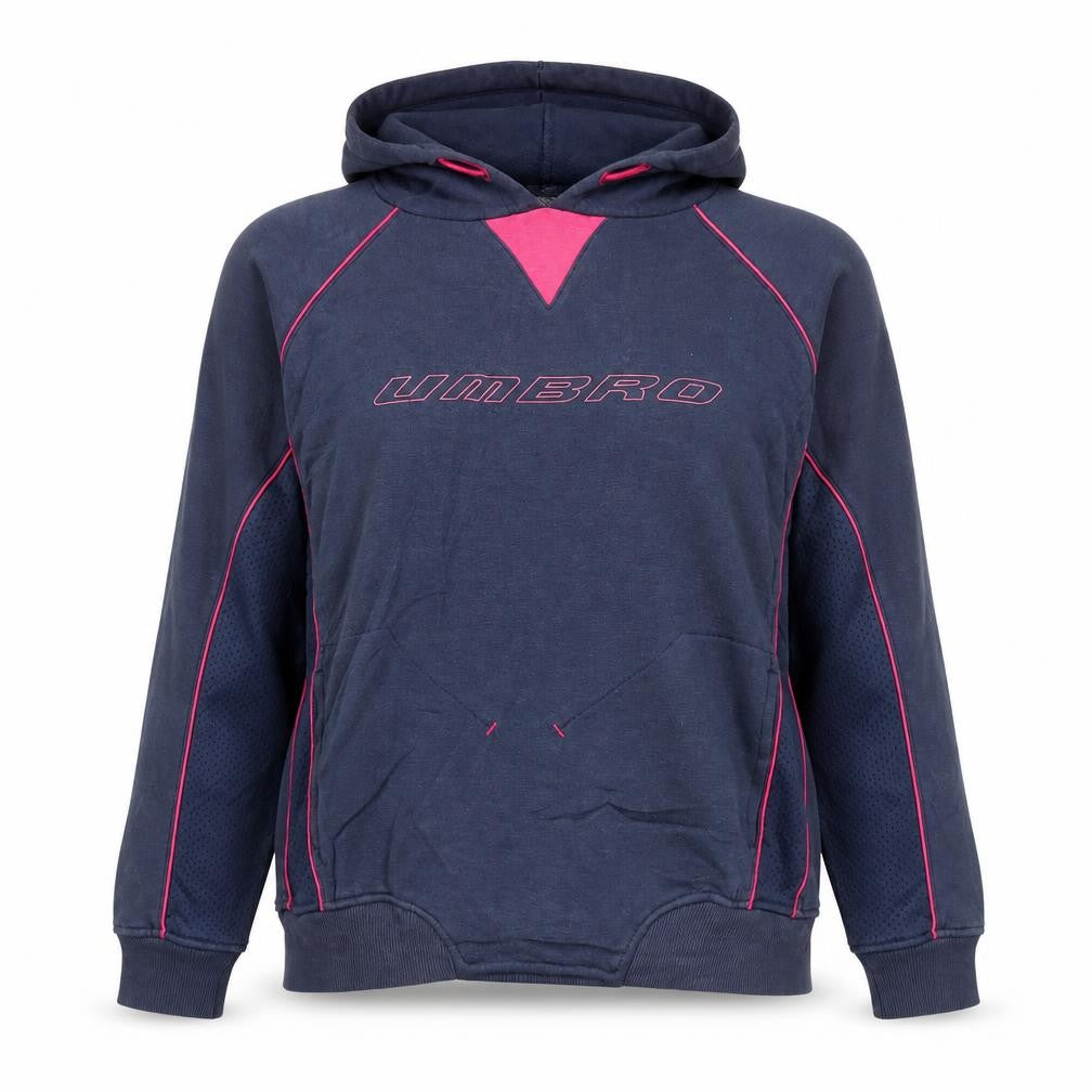Umbro Womens Navy Pink Pullover Hoodie Size 18 Cotton Blend Sportswear