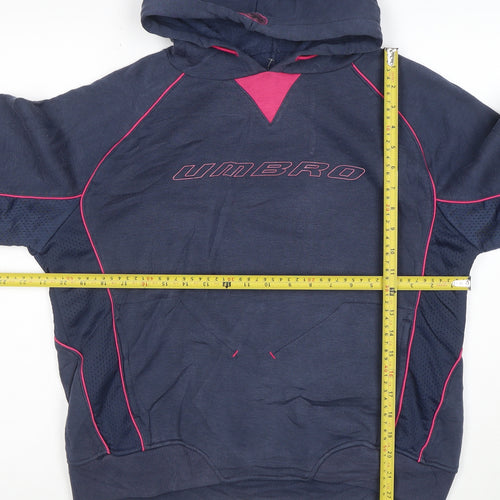 Umbro Womens Navy Pink Pullover Hoodie Size 18 Cotton Blend Sportswear