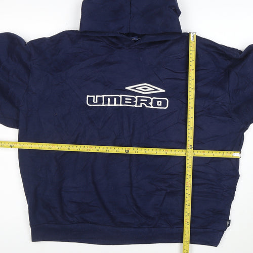 Umbro Mens Navy Blue Pullover Hoodie M Cotton Logo Sportswear