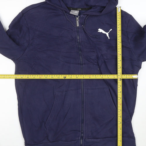 Puma Men Blue Full Zip Hoodie M Lightweight Cotton Blend