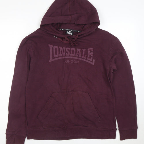 Lonsdale London Womens Burgundy Pullover Hoodie Size 10 Cotton Blend