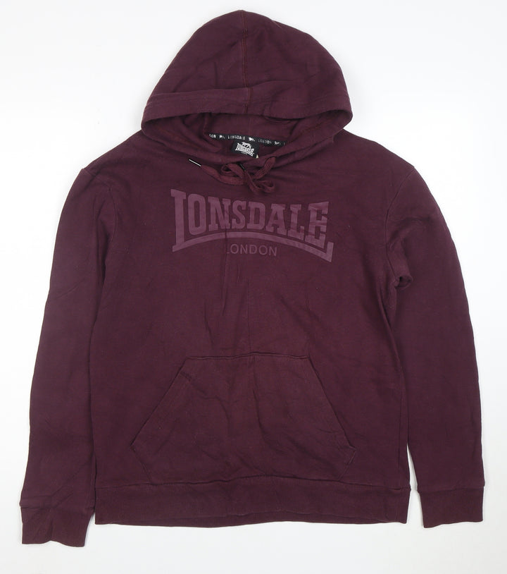Lonsdale London Womens Burgundy Pullover Hoodie Size 10 Cotton Blend