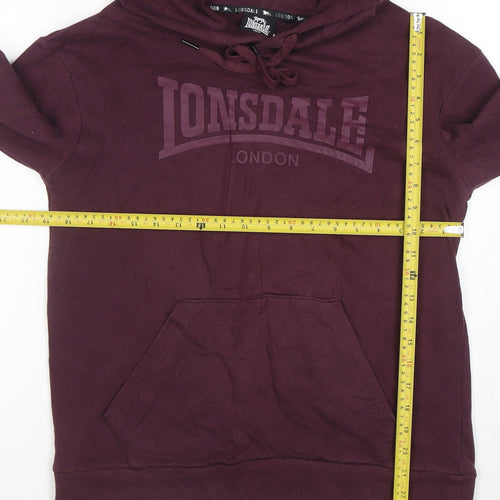 Lonsdale London Womens Burgundy Pullover Hoodie Size 10 Cotton Blend