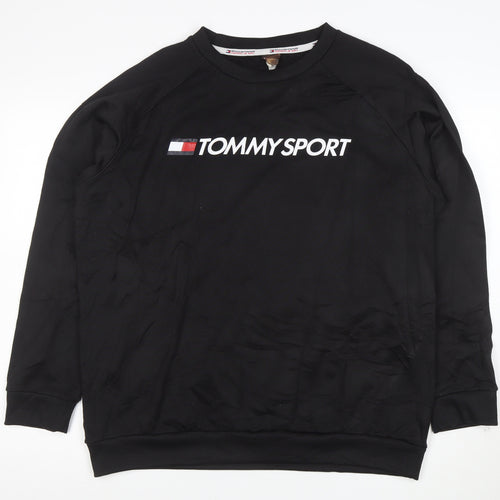 Tommy Sport Womens Black Crew Neck Pullover Sweatshirt Size M