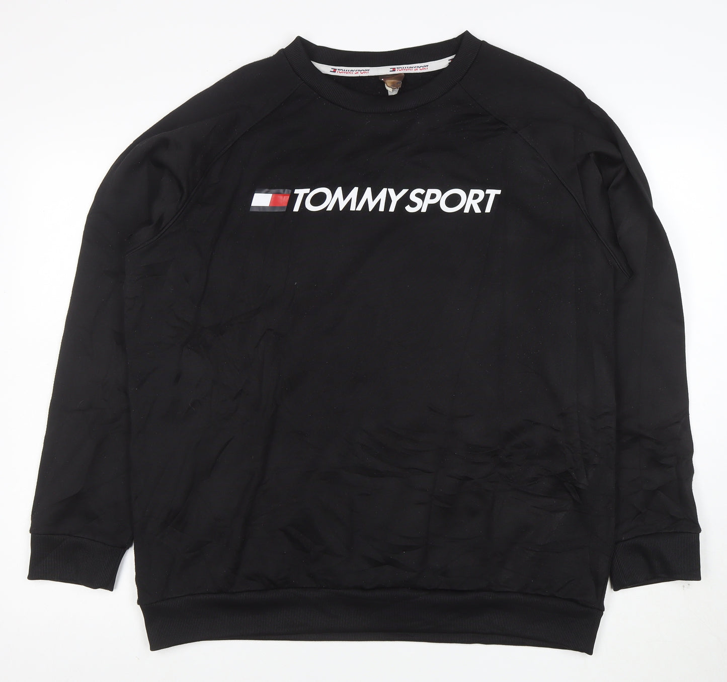 Tommy Sport Womens Black Crew Neck Pullover Sweatshirt Size M