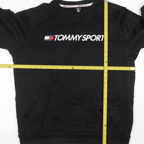 Tommy Sport Womens Black Crew Neck Pullover Sweatshirt Size M