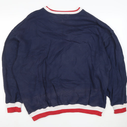 Disney Men's Blue Mickey Mouse America Sweatshirt S Crew Neck Pullover