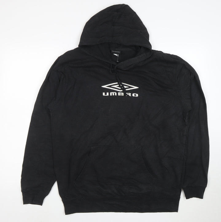 Umbro Men's Black XL Pullover Hoodie with Logo and Pocket