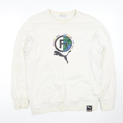 Puma Men's White Crew Neck Graphic Print Sweatshirt Size S