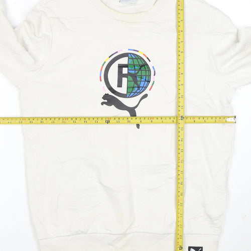 Puma Men's White Crew Neck Graphic Print Sweatshirt Size S