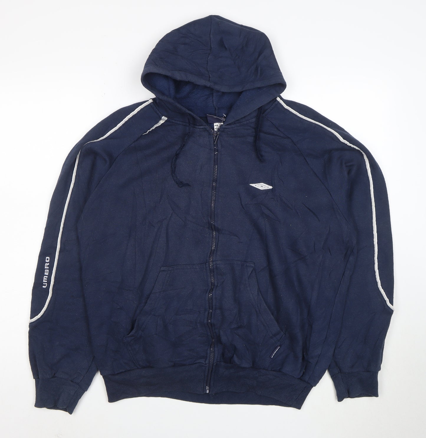 Umbro Women Navy Blue Full Zip Hoodie Size L Polyester Cotton