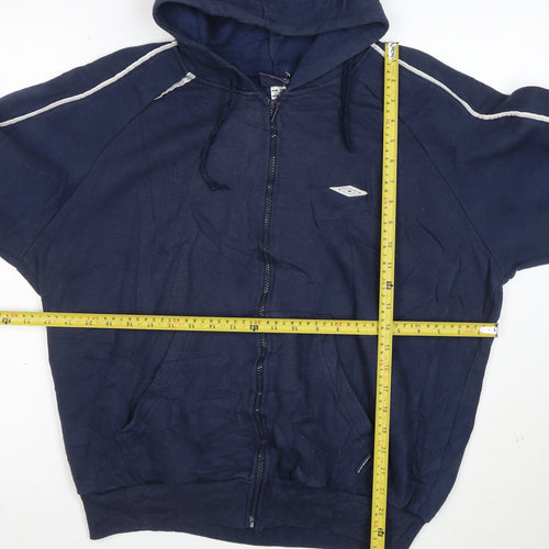 Umbro Women Navy Blue Full Zip Hoodie Size L Polyester Cotton