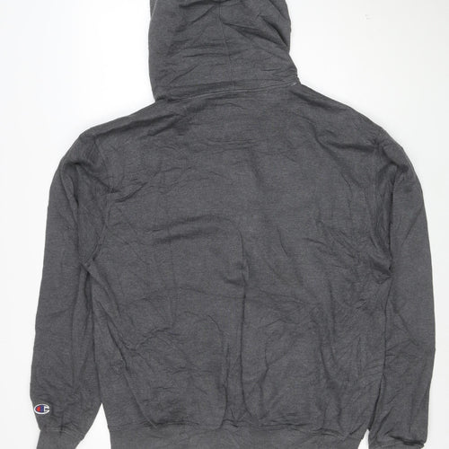 Champion Men's Grey Pullover Hoodie L Logo Embroidered Sportswear