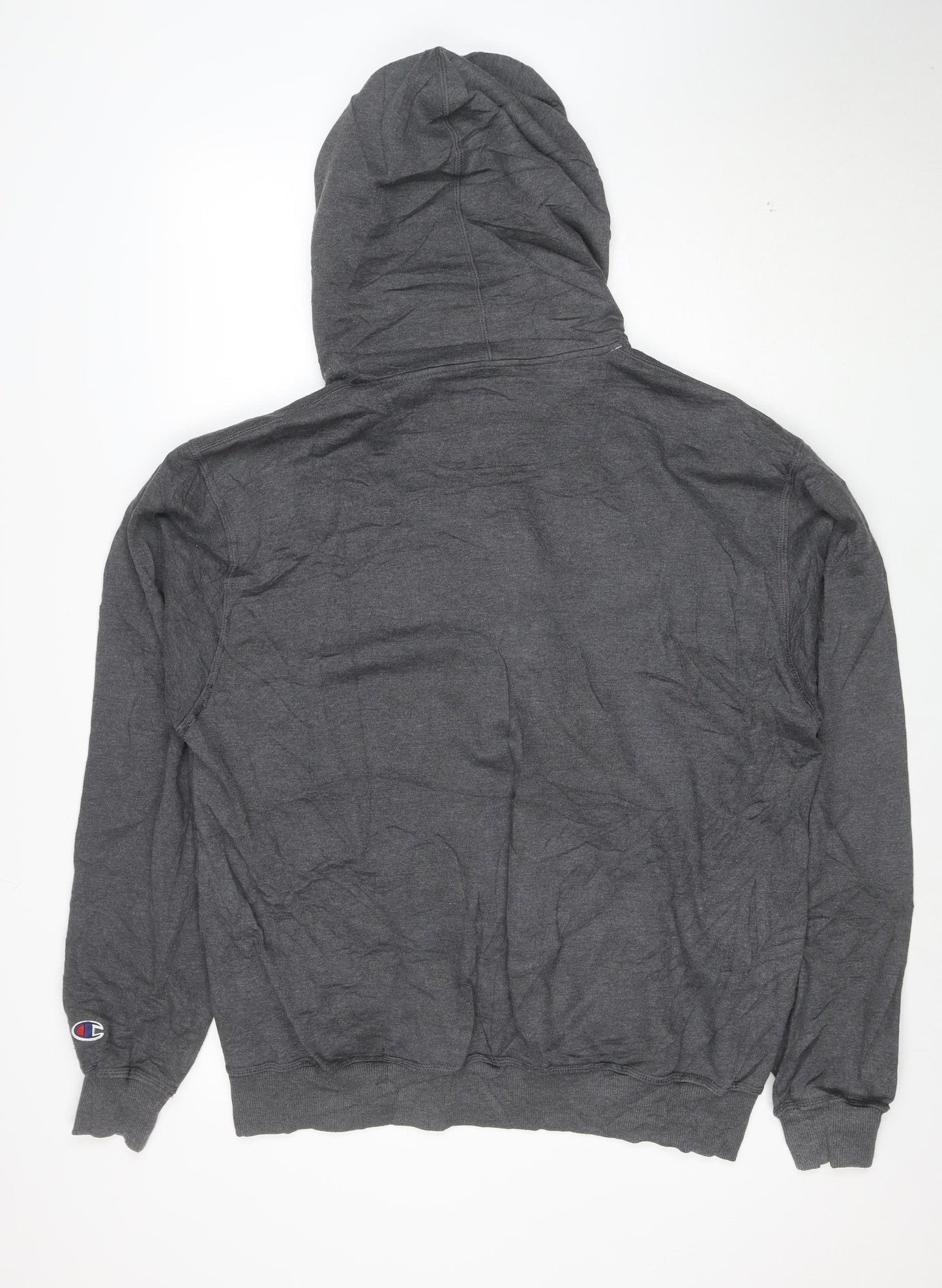 Champion Men's Grey Pullover Hoodie L Logo Embroidered Sportswear