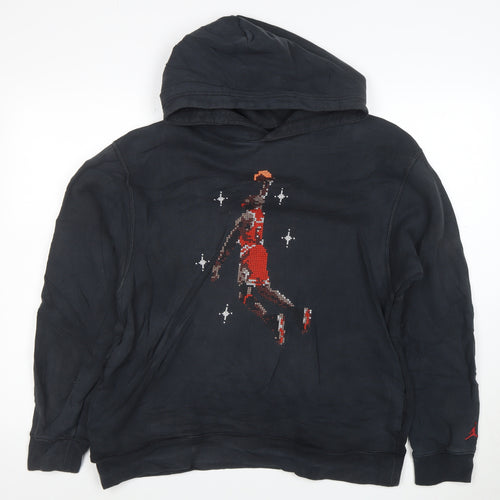 Jordan Mens Black M Pullover Hoodie Graphic Print Basketball Style